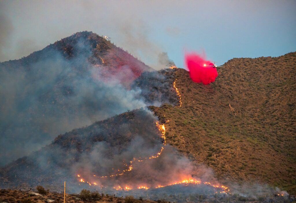 Wildfire moving uphill